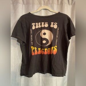 American rebel tee Relaxed black Short Sleeve Tee with Yin Yang Symbol - rare-